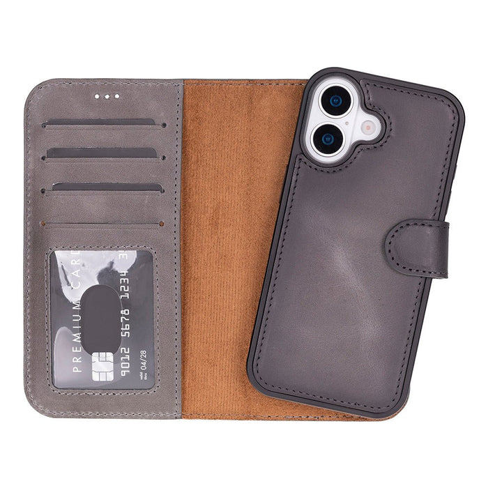 Carter Detachable Leather iPhone 17 Wallet Case, Gray - BlackBrook Case