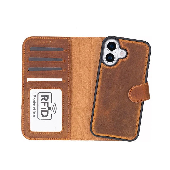 Carter Detachable Leather iPhone 17 Wallet Case, Moccasin - BlackBrook Case