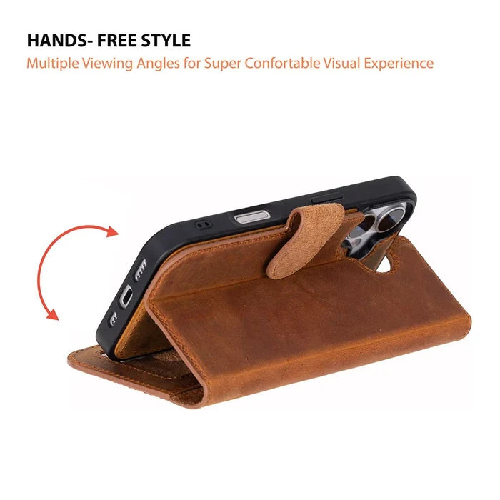 Carter Detachable Leather iPhone 17 Wallet Case, Moccasin - BlackBrook Case