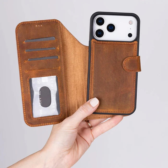Carter Detachable Leather iPhone 18 Pro Max Wallet Case, Moccasin - BlackBrook Case