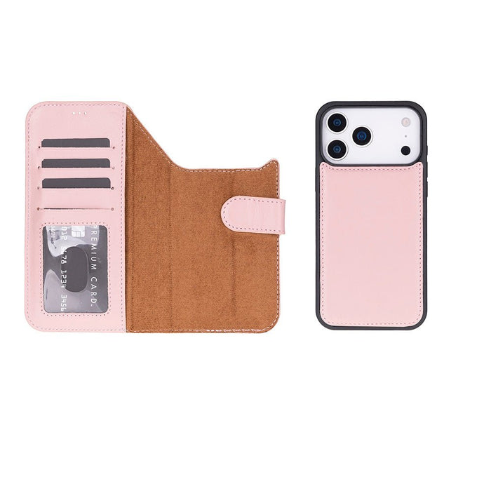Carter Detachable Leather iPhone 18 Pro Max Wallet Case, Pink - BlackBrook Case