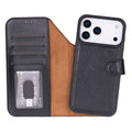 Carter Detachable Leather iPhone 18 Pro Wallet Case, Rustic Black - BlackBrook Case