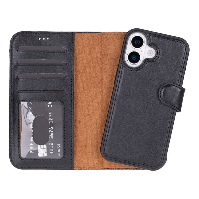 Carter Detachable Leather iPhone 17 Wallet Case, Rustic Black - BlackBrook Case