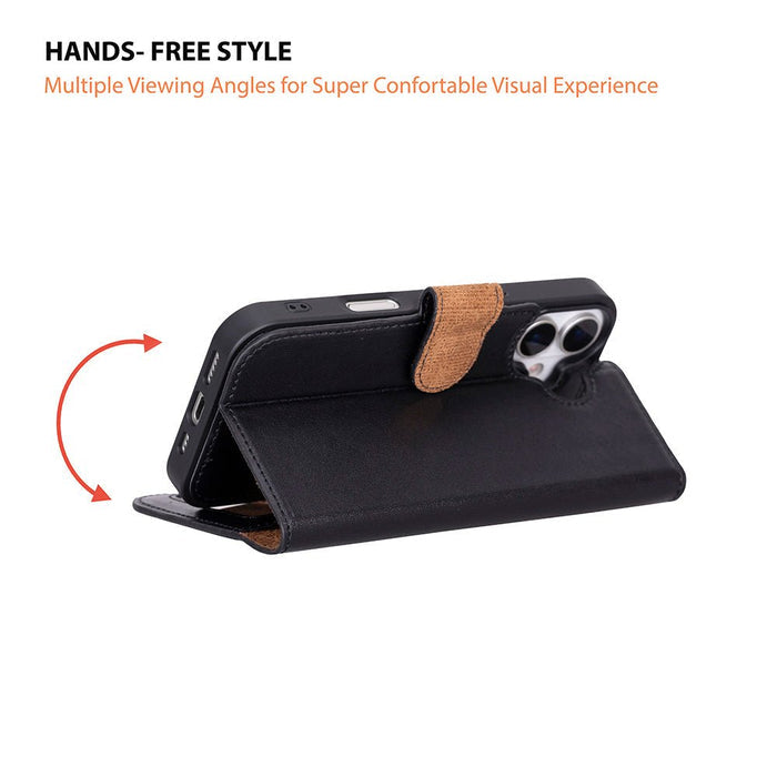 Carter Detachable Leather iPhone 17 Wallet Case, Rustic Black - BlackBrook Case