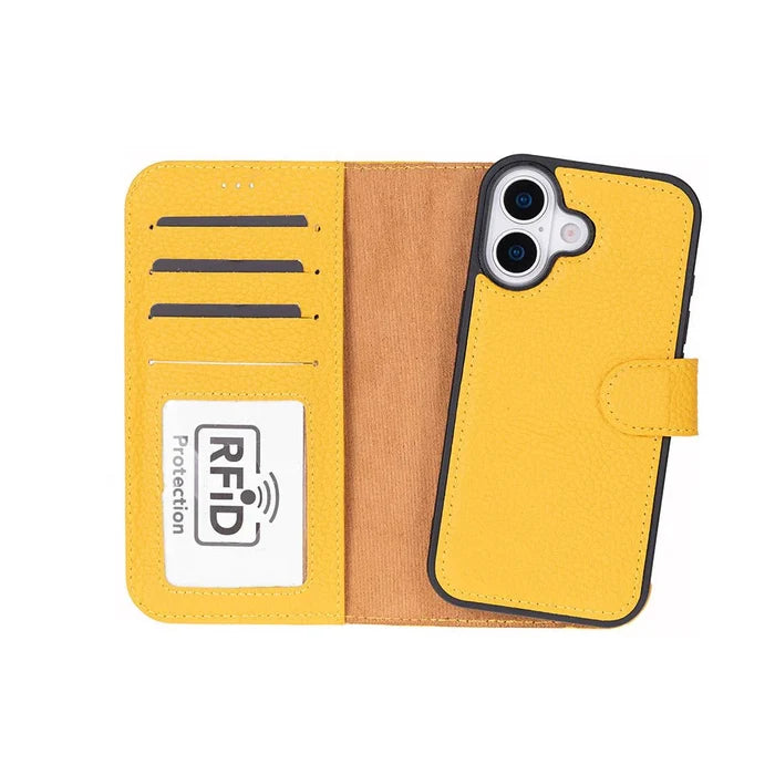 Carter Detachable Leather iPhone 17 Wallet Case, Yellow - BlackBrook Case