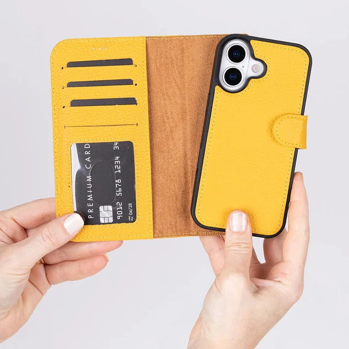 Carter Detachable Leather iPhone 17 Wallet Case, Yellow - BlackBrook Case