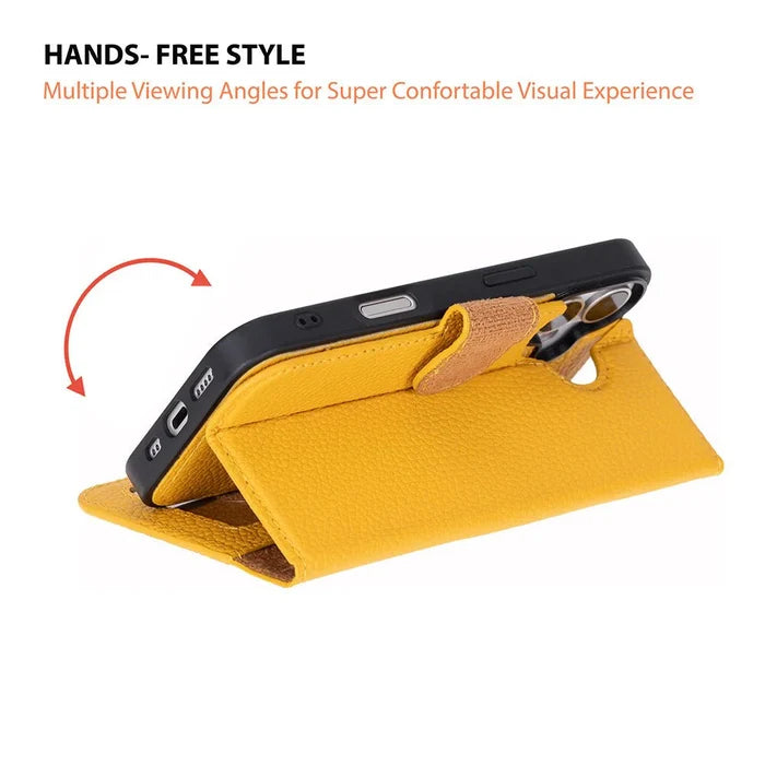 Carter Detachable Leather iPhone 17 Wallet Case, Yellow - BlackBrook Case