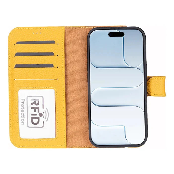 Carter Detachable Leather iPhone 17 Wallet Case, Yellow - BlackBrook Case