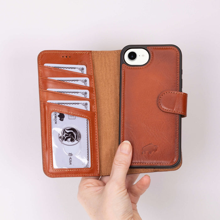 Carter Detachable Leather iPhone 17e Wallet Case, Burnished Tan - BlackBrook Case