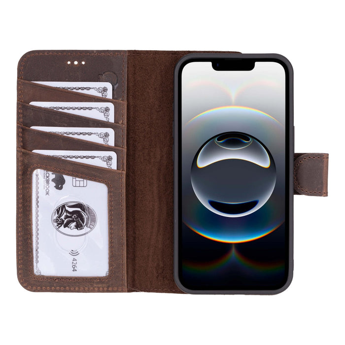 Carter Detachable Leather iPhone 17e Wallet Case, Distressed Coffee - BlackBrook Case