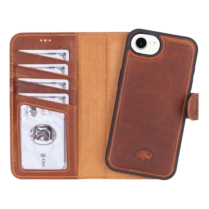 Carter Detachable Leather iPhone 17e Wallet Case, Golden Brown - BlackBrook Case