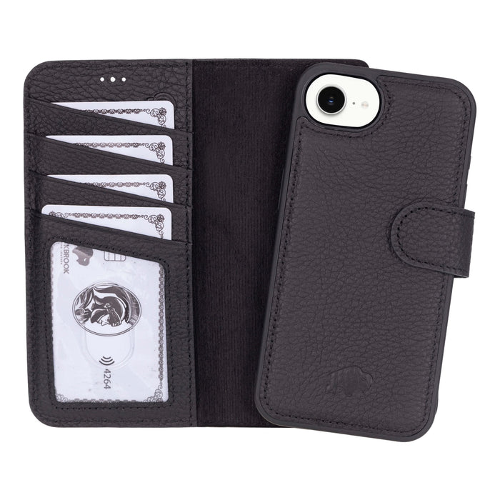 Carter Detachable Leather iPhone 17e Wallet Case, Pebble Black - BlackBrook Case