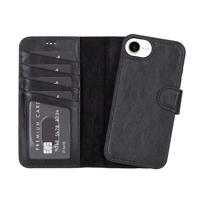 Carter Detachable Leather iPhone 17e Wallet Case, Dark Brown - BlackBrook Case