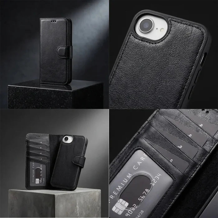 Carter Detachable Leather iPhone 17e Wallet Case, Dark Brown - BlackBrook Case