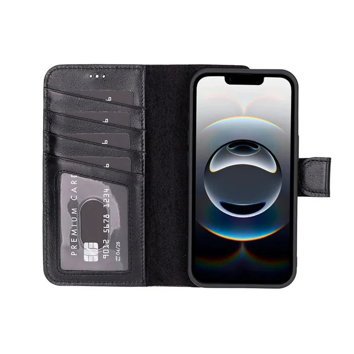 Carter Detachable Leather iPhone 17e Wallet Case, Dark Brown - BlackBrook Case
