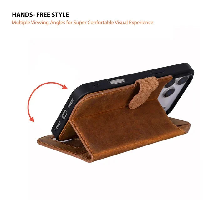 Carter Detachable Leather iPhone 18 Pro Max Wallet Case, Moccasin - BlackBrook Case