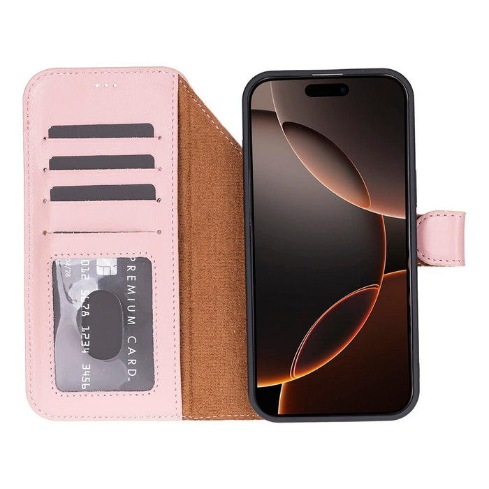 Carter Detachable Leather iPhone 18 Pro Max Wallet Case, Pink - BlackBrook Case