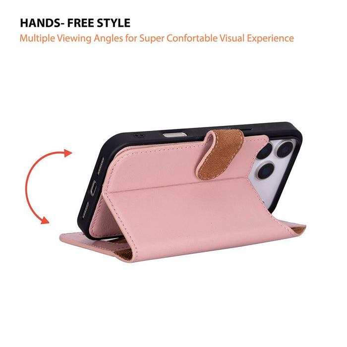 Carter Detachable Leather iPhone 18 Pro Wallet Case, Pink - BlackBrook Case