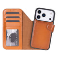 Carter Detachable Leather iPhone 18 Pro Wallet Case, Rustic Tan - BlackBrook Case
