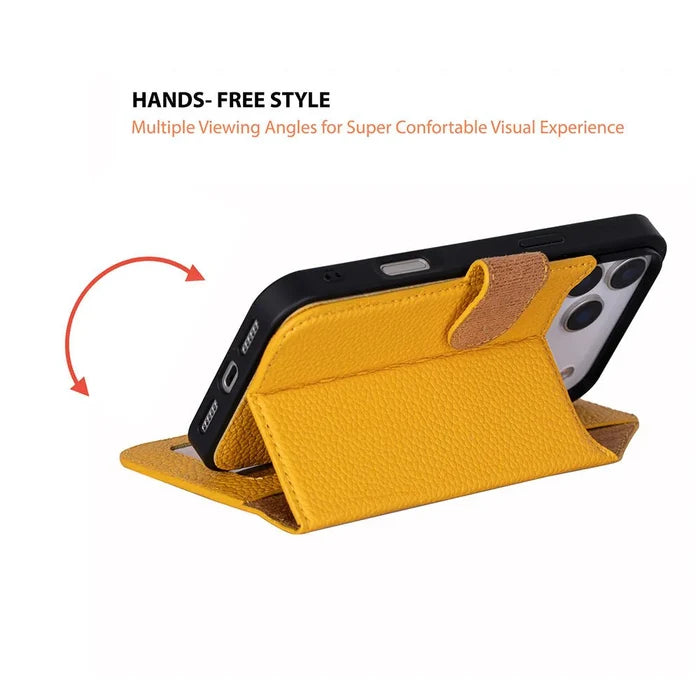 Carter Detachable Leather iPhone 18 Pro Max Wallet Case, Yellow - BlackBrook Case
