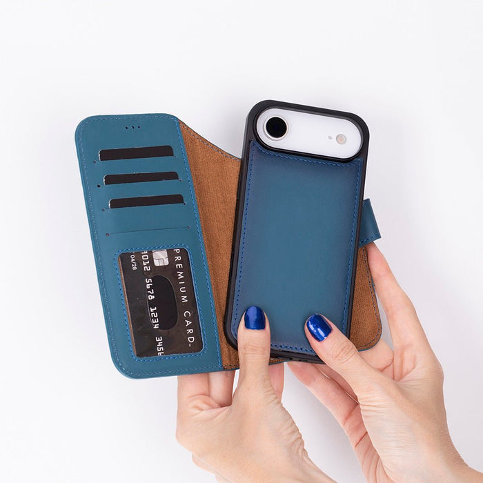Carter Detachable Leather iPhone Air Wallet Case, Blue - BlackBrook Case