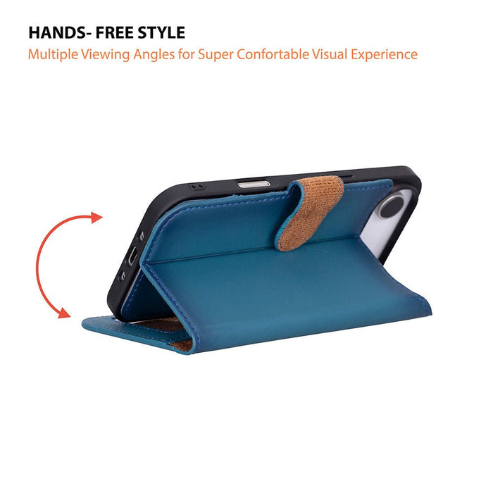 Carter Detachable Leather iPhone Air Wallet Case, Blue - BlackBrook Case