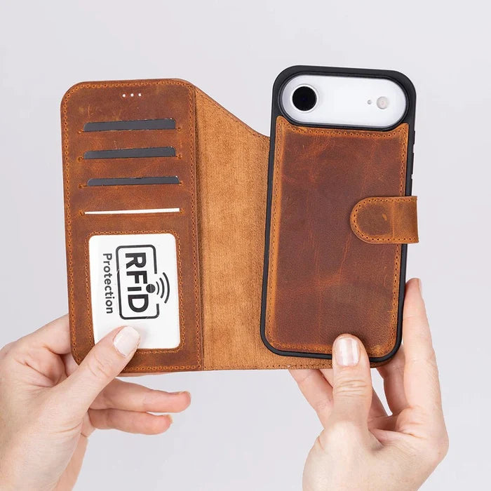 Carter Detachable Leather iPhone Air Wallet Case, Moccasin - BlackBrook Case