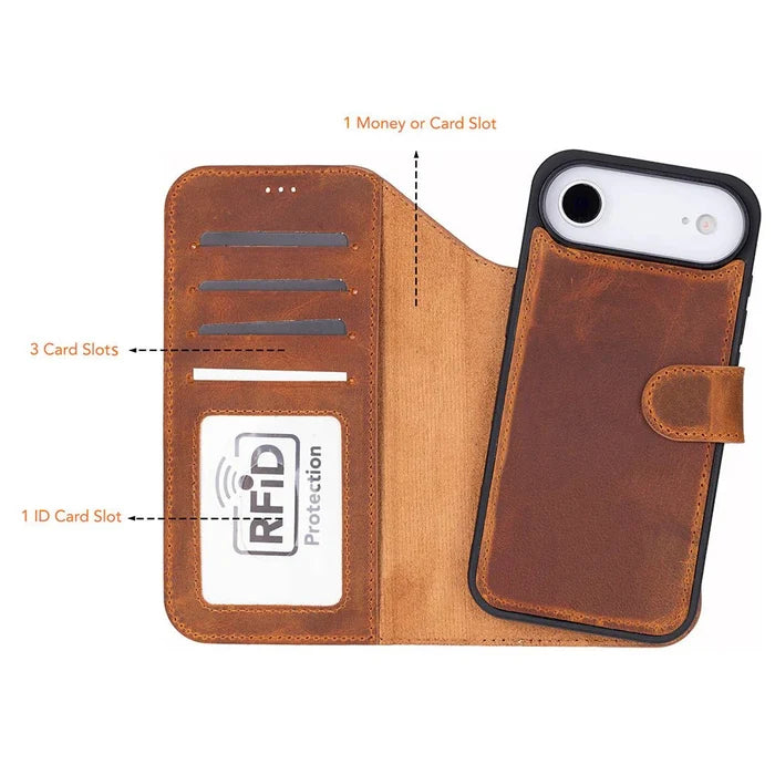 Carter Detachable Leather iPhone Air Wallet Case, Moccasin - BlackBrook Case