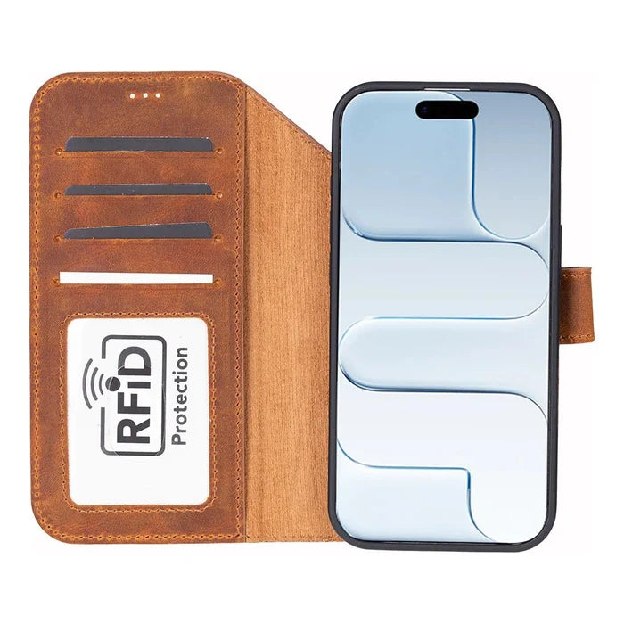Carter Detachable Leather iPhone Air Wallet Case, Moccasin - BlackBrook Case