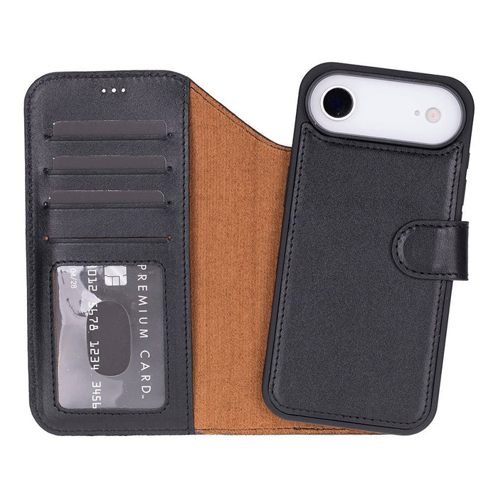 Carter Detachable Leather iPhone Air Wallet Case, Rustic Black - BlackBrook Case