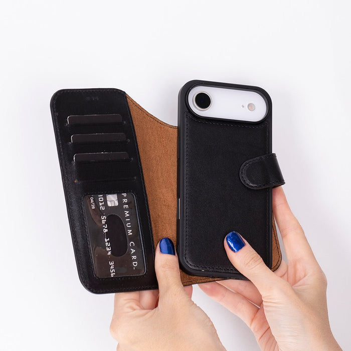Carter Detachable Leather iPhone Air Wallet Case, Rustic Black - BlackBrook Case