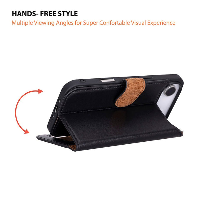 Carter Detachable Leather iPhone Air Wallet Case, Rustic Black - BlackBrook Case