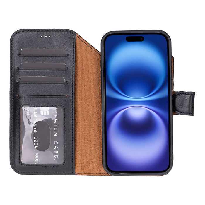 Carter Detachable Leather iPhone Air Wallet Case, Rustic Black - BlackBrook Case