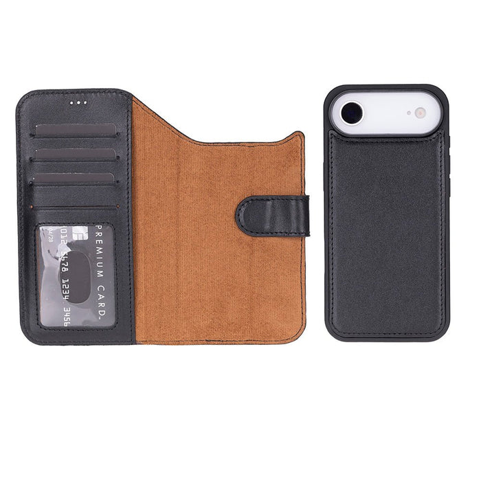 Carter Detachable Leather iPhone Air Wallet Case, Rustic Black - BlackBrook Case