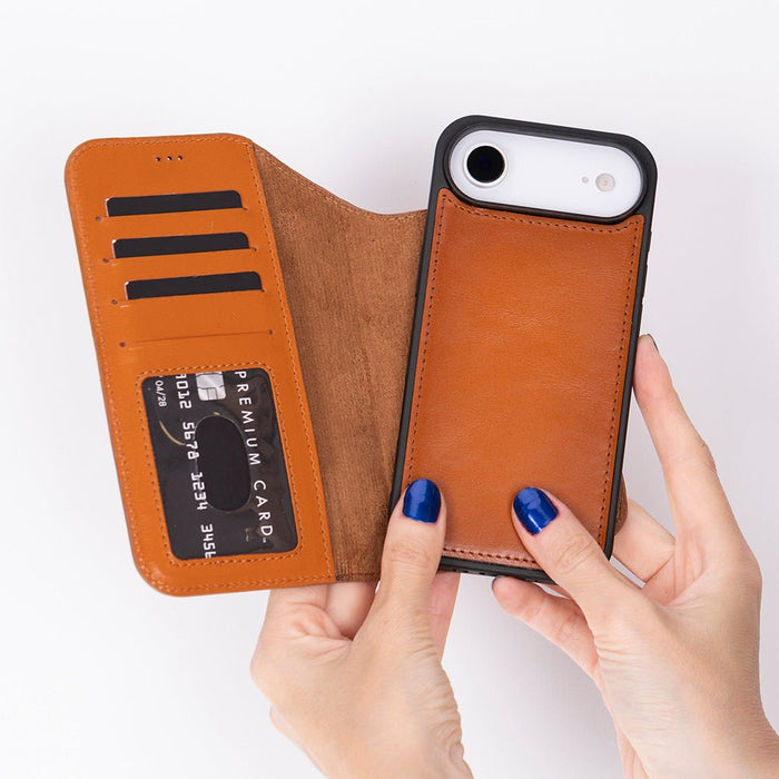 Carter Detachable Leather iPhone Air Wallet Case, Rustic Tan - BlackBrook Case