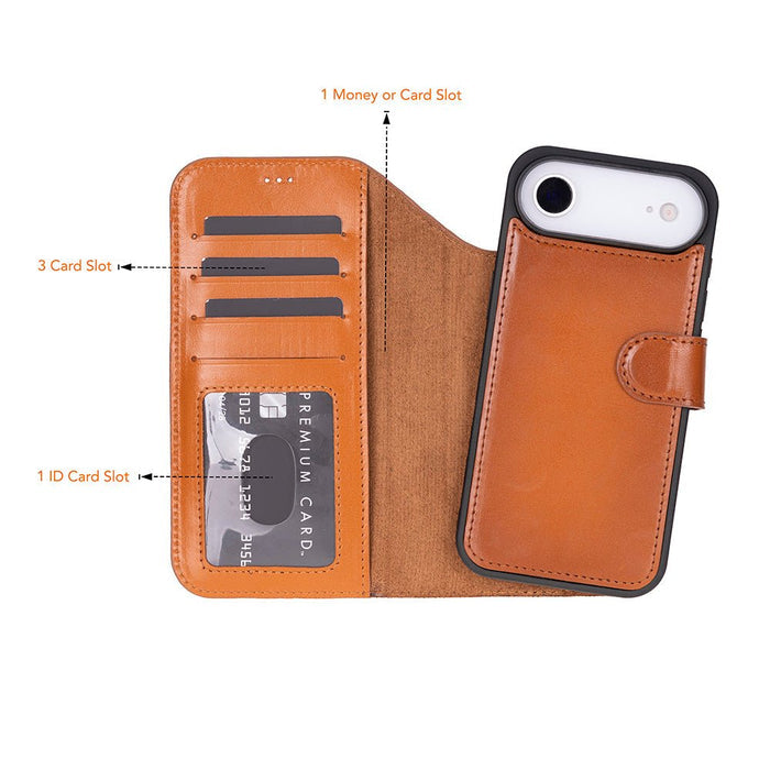 Carter Detachable Leather iPhone Air Wallet Case, Rustic Tan - BlackBrook Case