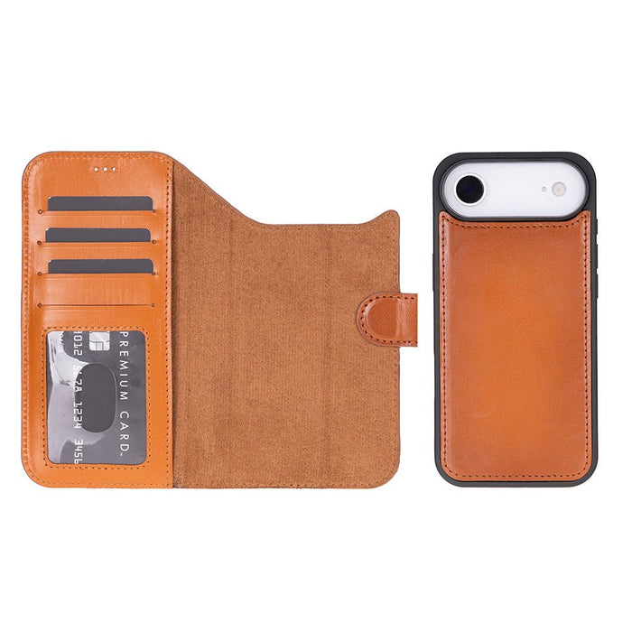 Carter Detachable Leather iPhone Air Wallet Case, Rustic Tan - BlackBrook Case