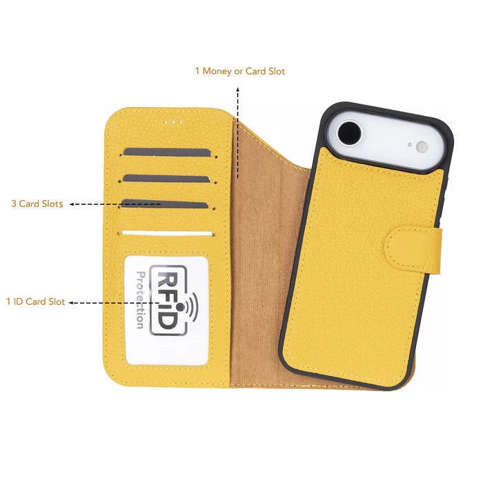 Carter Detachable Leather iPhone Air Wallet Case, Yellow - BlackBrook Case