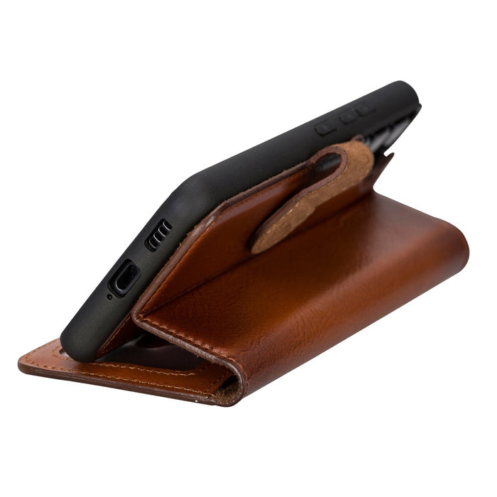 Carter Leather Samsung S22 Plus Detachable Wallet Case, Rustic Tan - BlackBrook Case