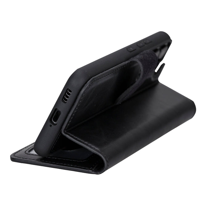 Carter Leather Samsung S22 Plus Detachable Wallet Case, Rustic Black - BlackBrook Case