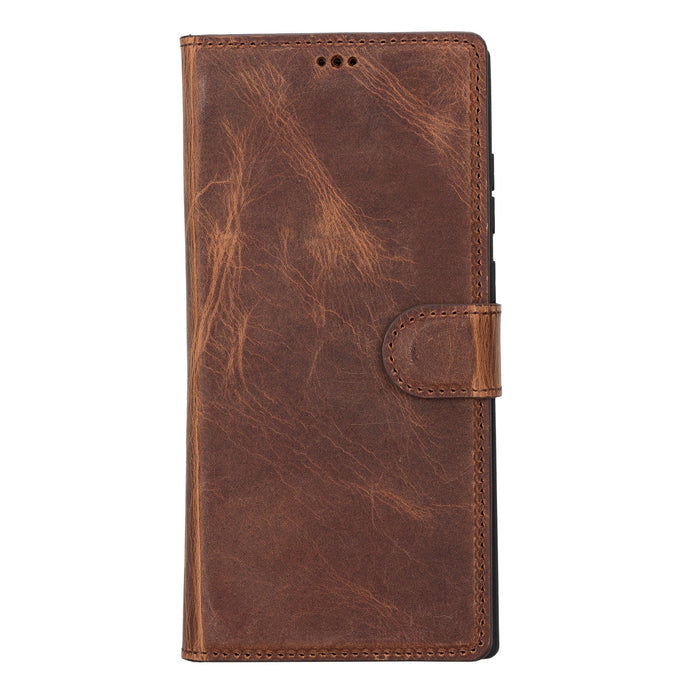 Carter Leather Samsung S22 Plus Detachable Wallet Case, Saddle Brown - BlackBrook Case