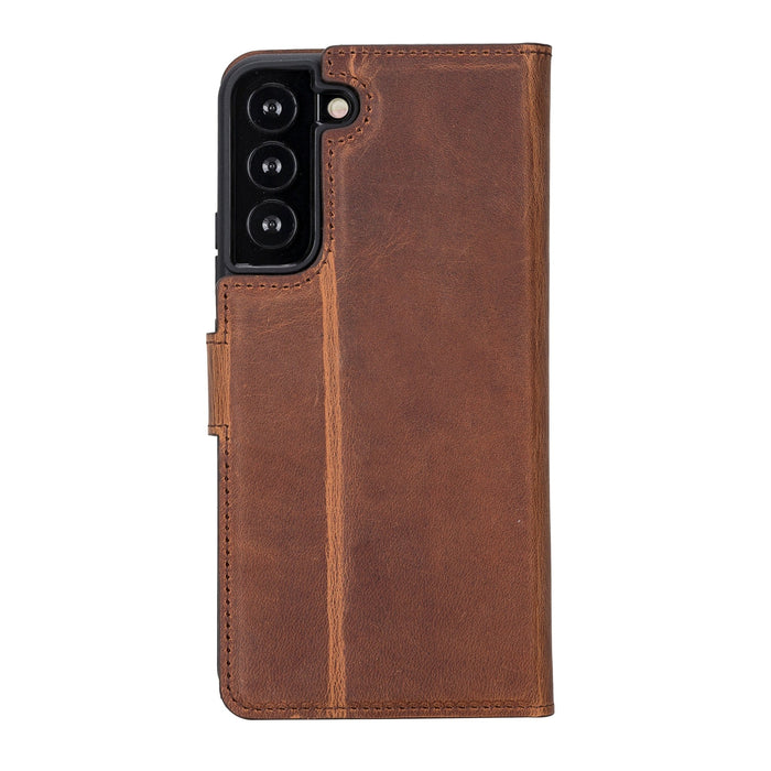 Carter Leather Samsung S22 Plus Detachable Wallet Case, Saddle Brown - BlackBrook Case