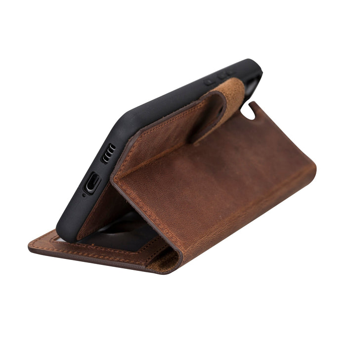 Carter Leather Samsung S22 Plus Detachable Wallet Case, Saddle Brown - BlackBrook Case