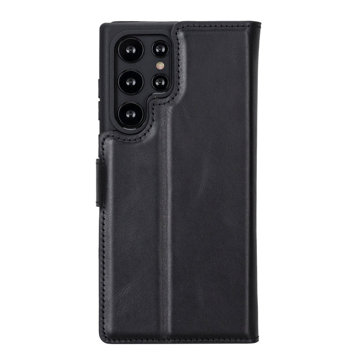 Carter Leather Samsung S23 Ultra Detachable Wallet Case, Rustic Black - BlackBrook Case