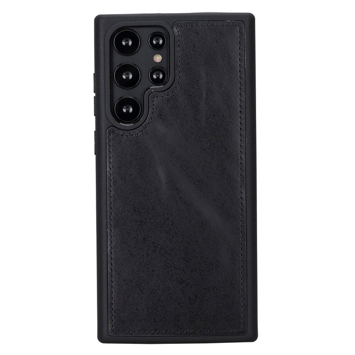 Carter Leather Samsung S23 Ultra Detachable Wallet Case, Rustic Black - BlackBrook Case