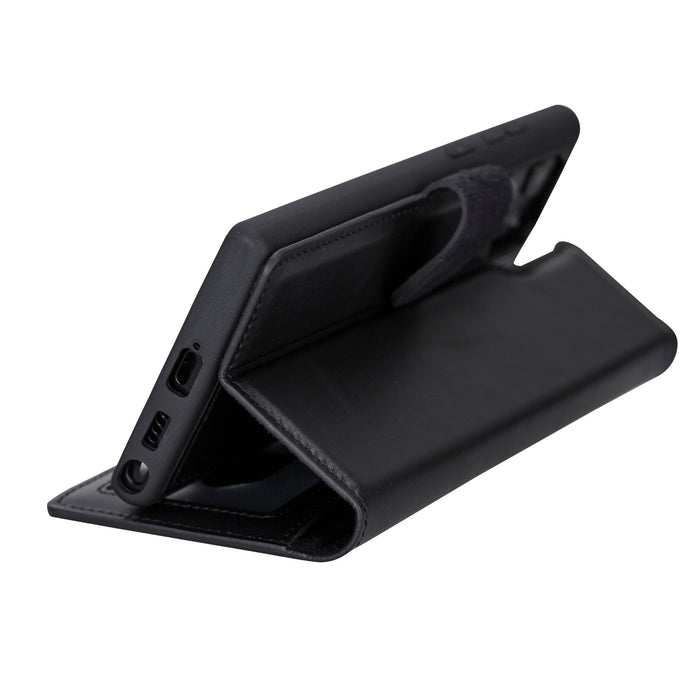 Carter Leather Samsung S23 Ultra Detachable Wallet Case, Rustic Black - BlackBrook Case