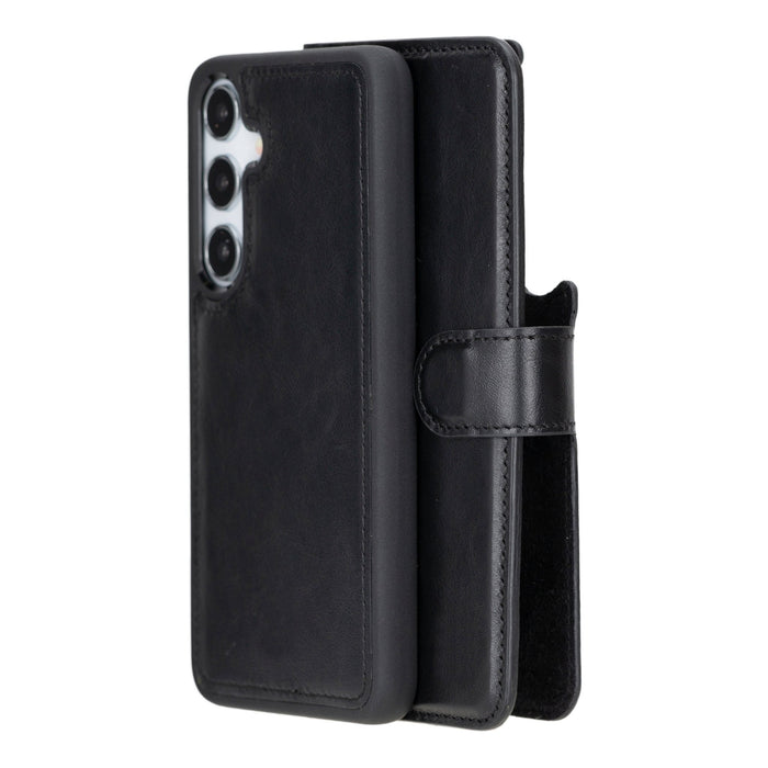 Carter Leather Samsung S24 Detachable Wallet Case, Rustic Black - BlackBrook Case
