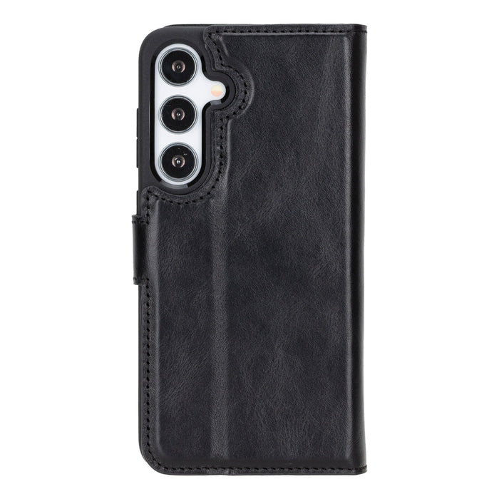 Carter Leather Samsung S24 Detachable Wallet Case, Rustic Black - BlackBrook Case