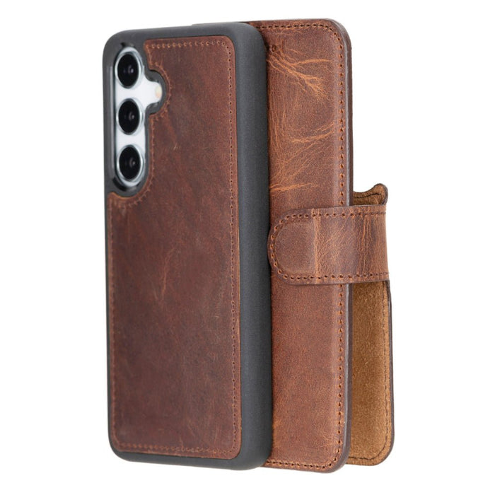 Carter Leather Samsung S25 Detachable Wallet Case, Saddle Brown - BlackBrook Case