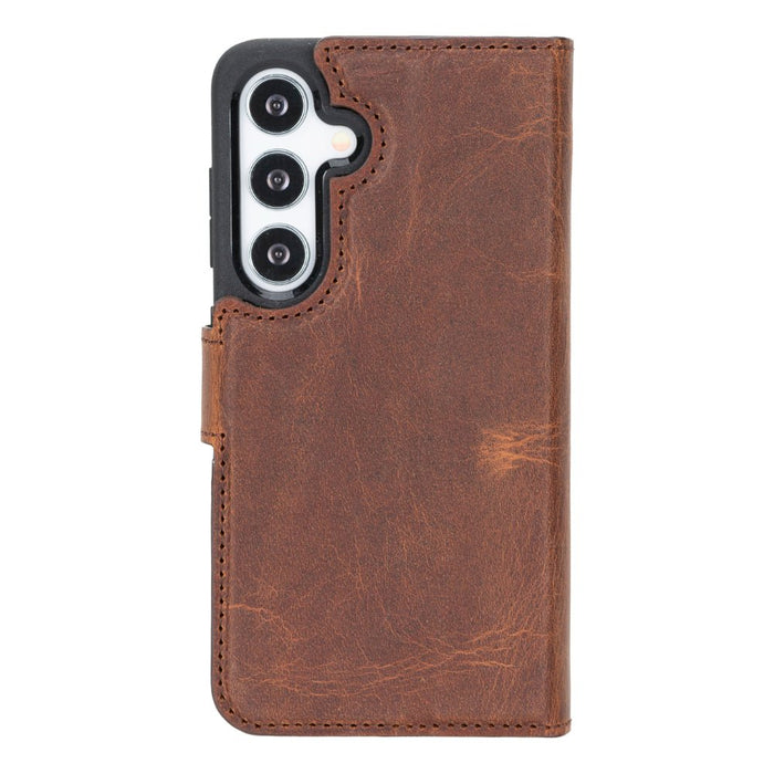 Carter Leather Samsung S25 Detachable Wallet Case, Saddle Brown - BlackBrook Case